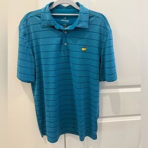 EUC Men's Masters Tech Blue Striped Polo Golf Shirt Size S